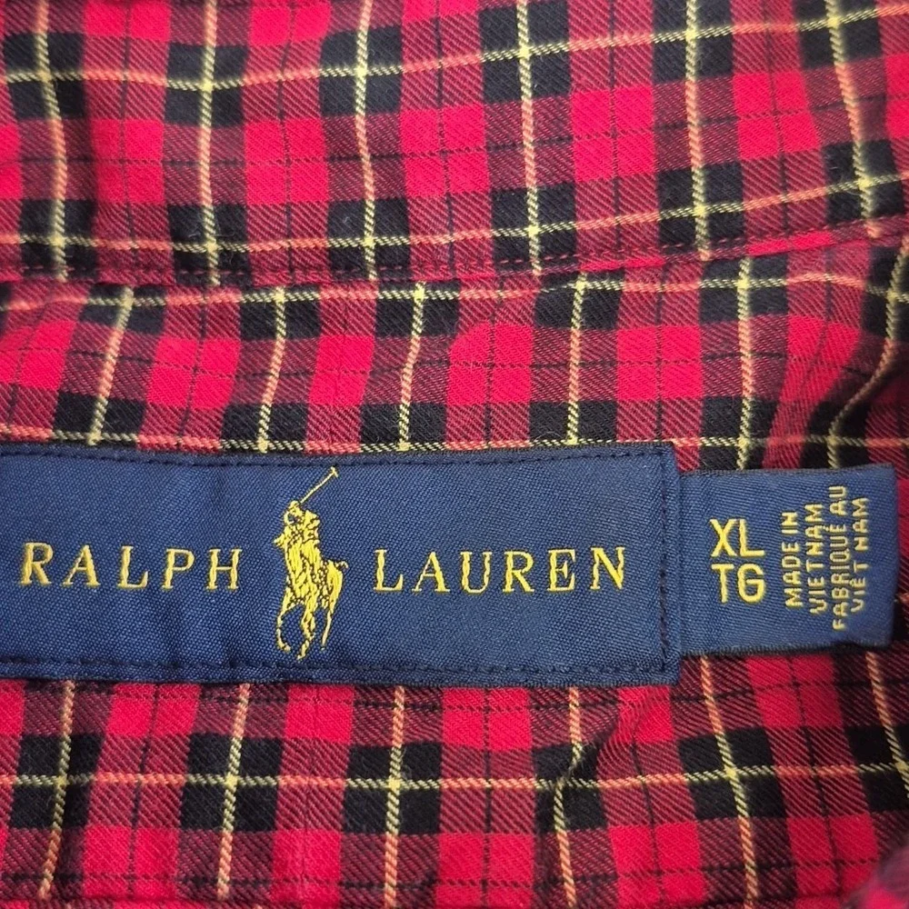Polo‎ Ralph Lauren Button Down Long Sleeve Size XL Red Black Plaid